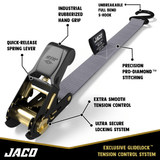 Tie Down Ratchet Straps (4 Pack) - 1 in x 15 ft | AAR Certified Break Strength (1,823 lbs) | Cargo Tie Down Set - Magnadyne