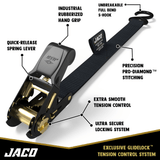 Tie Down Ratchet Straps (4 Pack) - 1 in x 15 ft | AAR Certified Break Strength (1,823 lbs) | Cargo Tie Down Set - Magnadyne