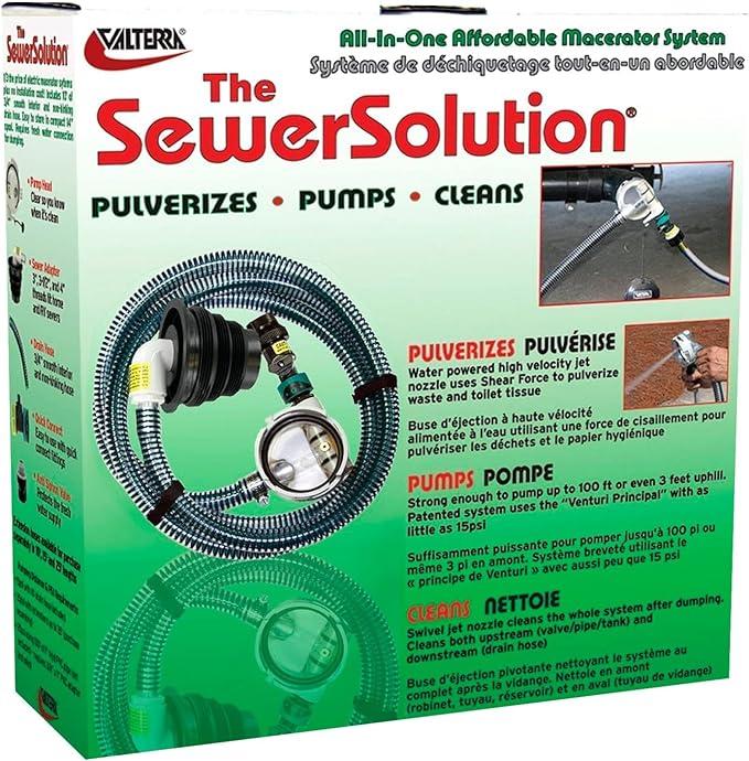 Valterra SS01 RV Sewer Solution Drainage Kit with 10' Hose and Accessories - Magnadyne