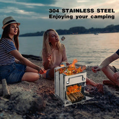 Wood Burning Camping Stove Folding with Pot Stand - Magnadyne