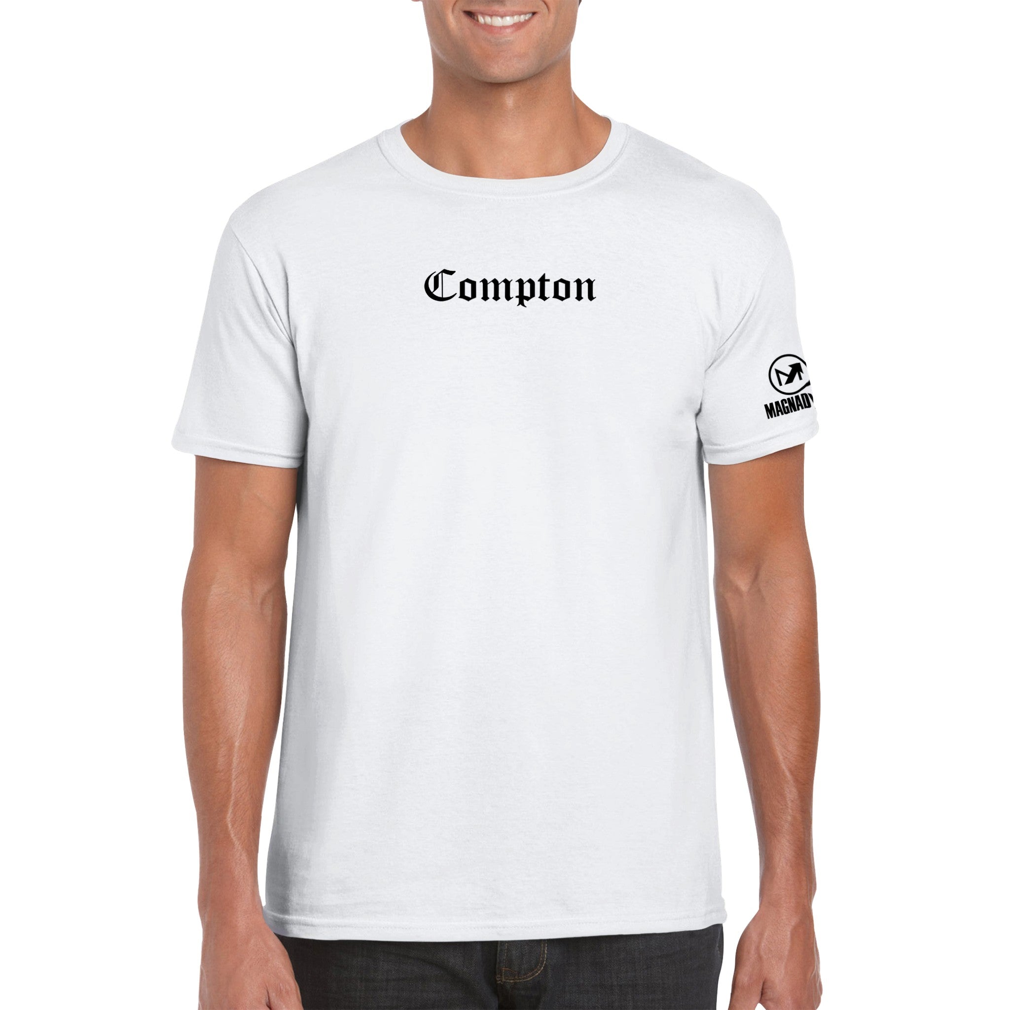 Magnadyne - Compton | Classic Unisex Crewneck T-Shirt | White - Magnadyne