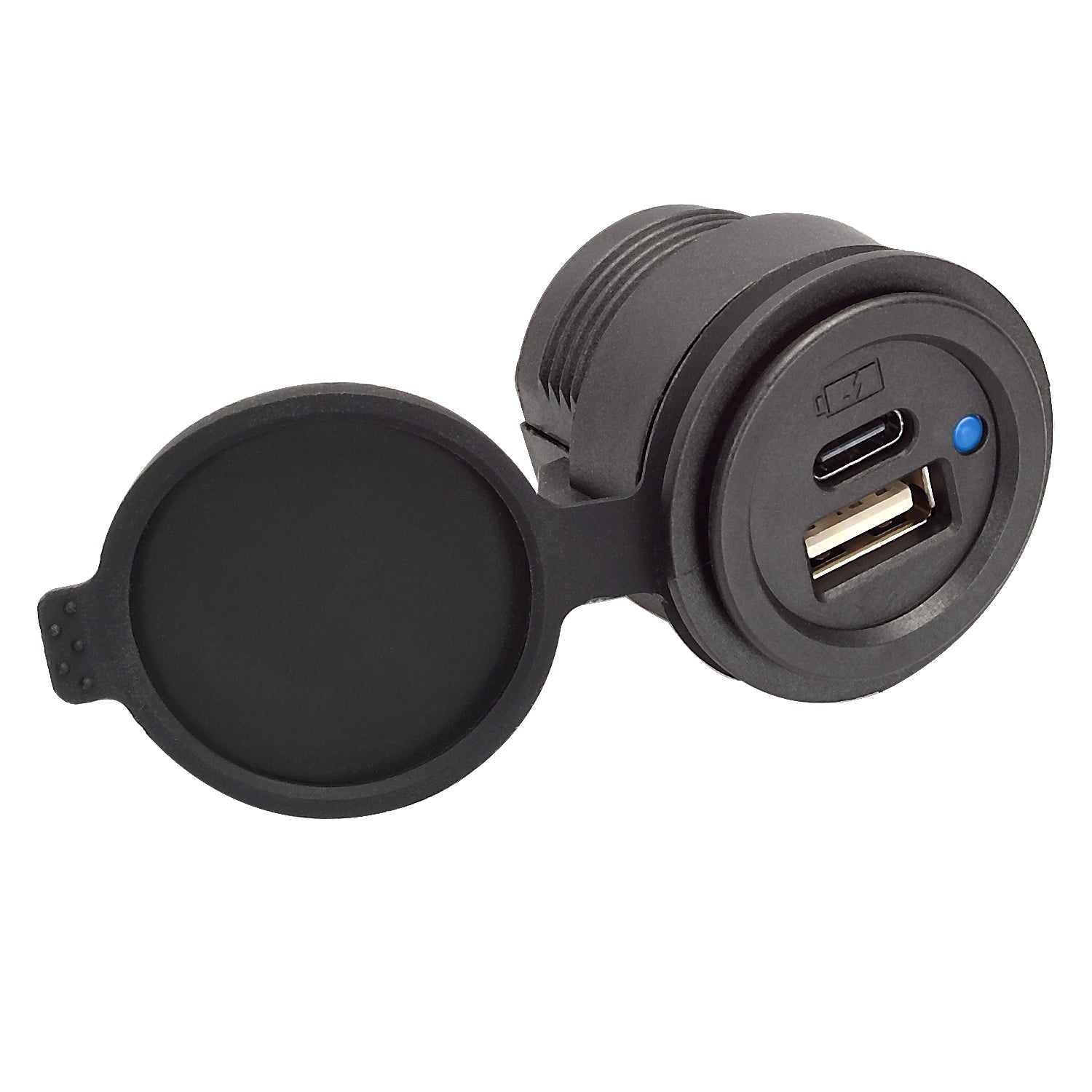 Magnadyne AUX-USB-FMACTC  Flush Mount Blue LED Dual USB Charger
