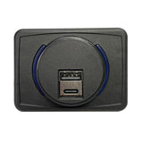 Magnadyne | Slim Profile 12V Surface Mount USB Type A & C Charger | 2 Ports | Blue LED - Magnadyne
